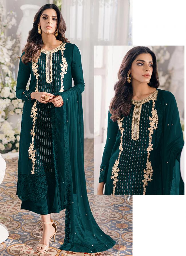 Faux Georgette Rama Eid Wear Embroidery Work Pakistani Suit
